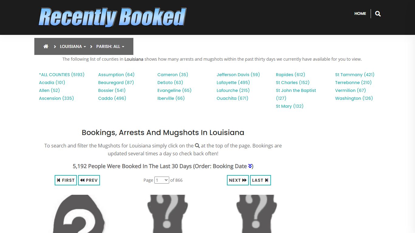 Recent bookings, Arrests, Mugshots in Louisiana - Recently Booked